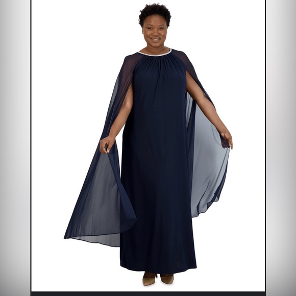 R&M Richards Dresses & Skirts - R&M Richards Navy Evening Gown Dress Size 12 Mother of the Bride Sheer